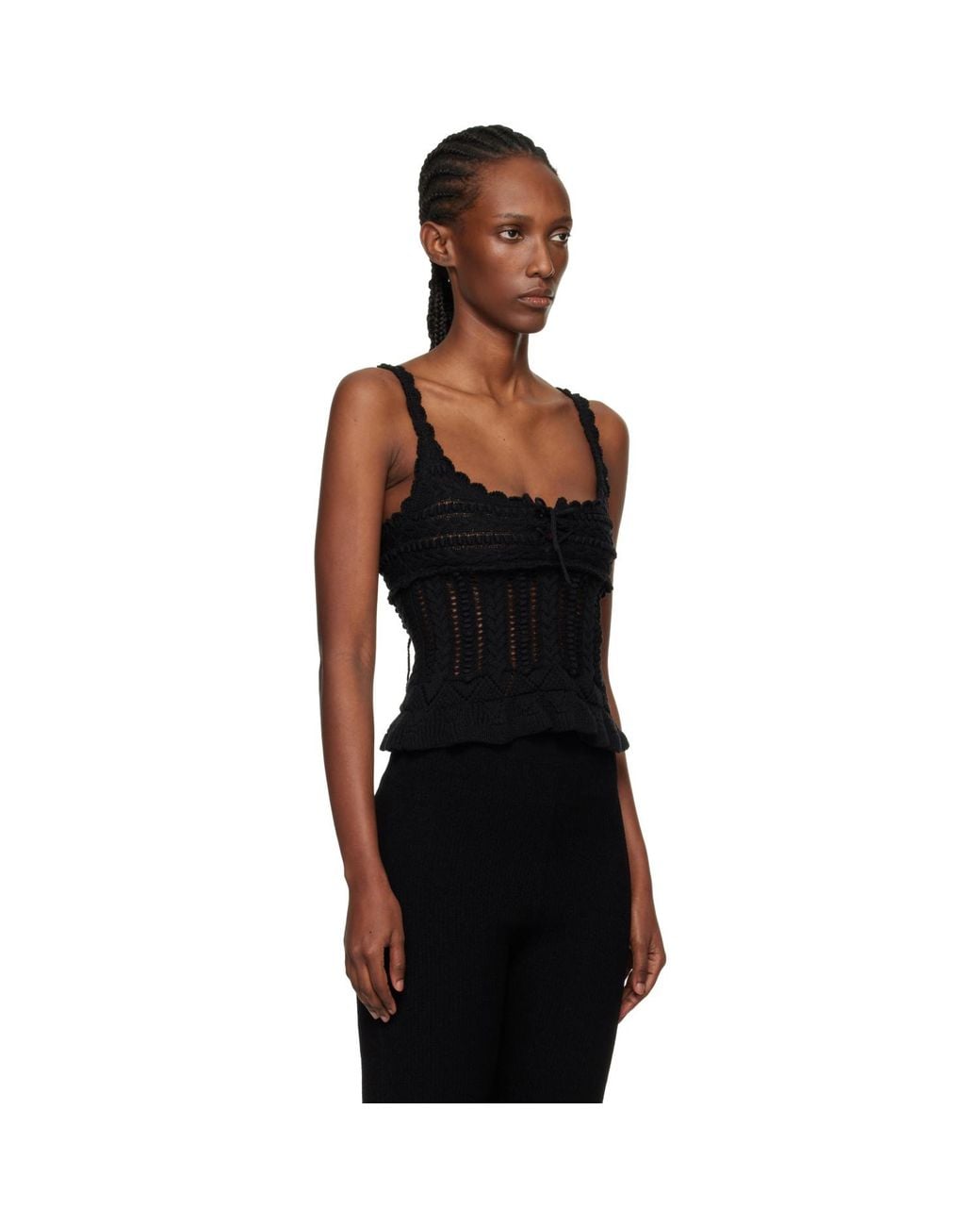 Isabel Marant Black Neves Frilly Cotton Knit Top