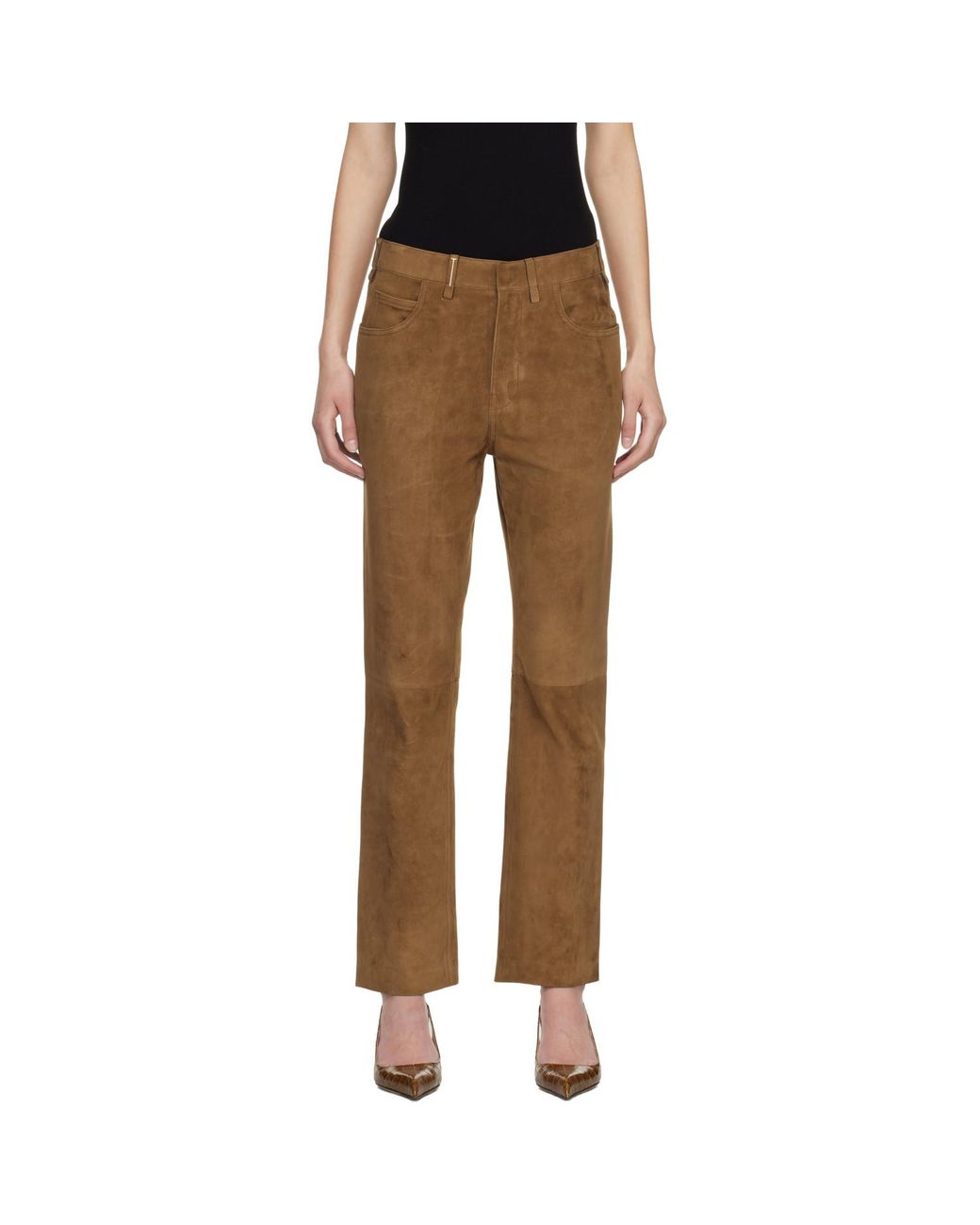 Tom Ford Black Tan Full Grain Lamb Suede Pants