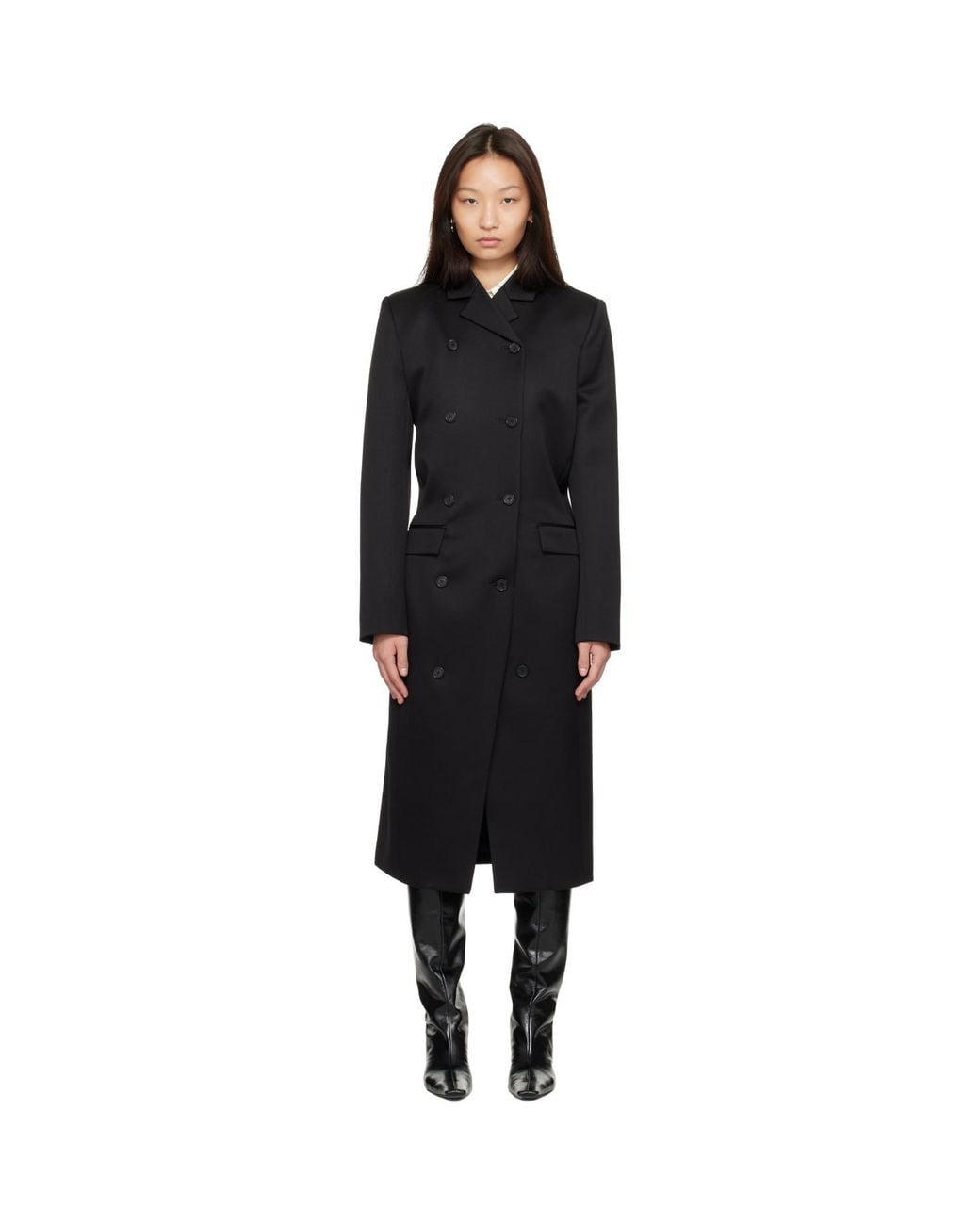 Khaite Black Rolon Coat