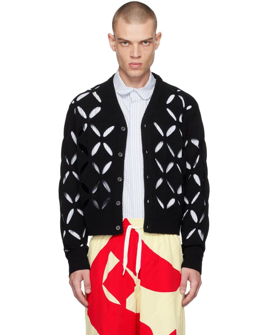 STEFAN COOKE Slashed Cardigan in Black for Men | Lyst