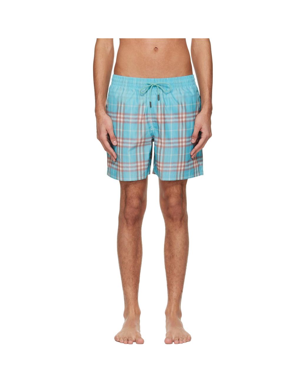 Burberry Blue Gradient Check Swim Shorts for men
