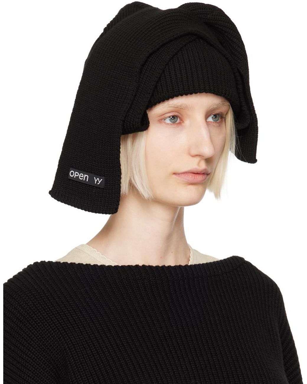 OPEN YY / オープンワイワイ　SCARF BEANIE OPEN YY Scarf Beanie in Black | Lyst UK