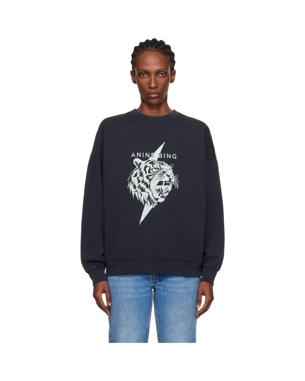 Anine Bing Blue Miles Tiger Sweatshirt