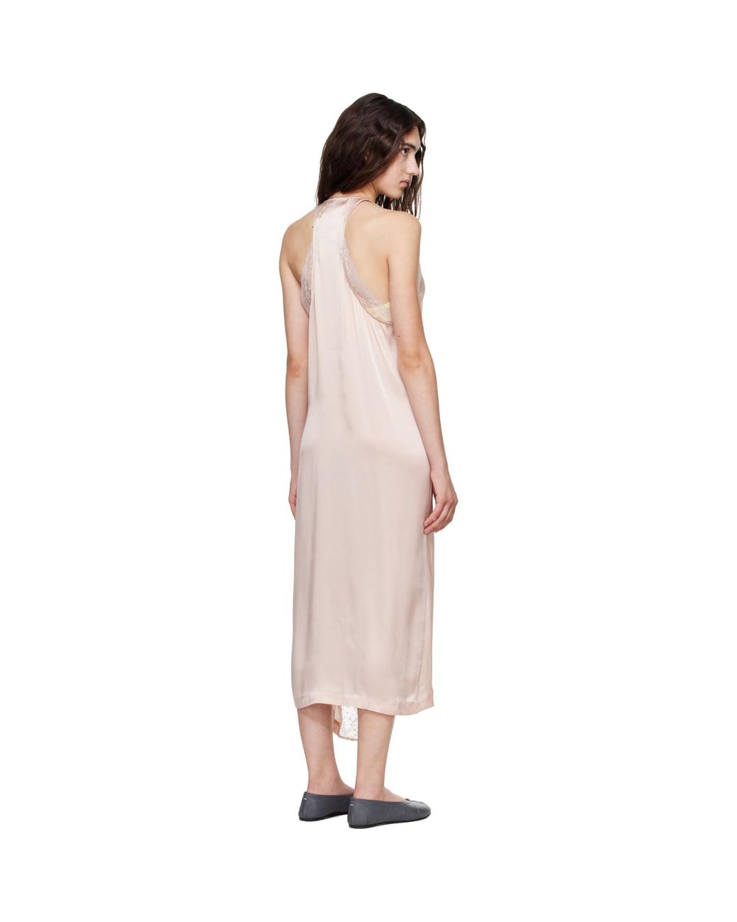 Maison Margiela Pink Lace Slip Midi Dress
