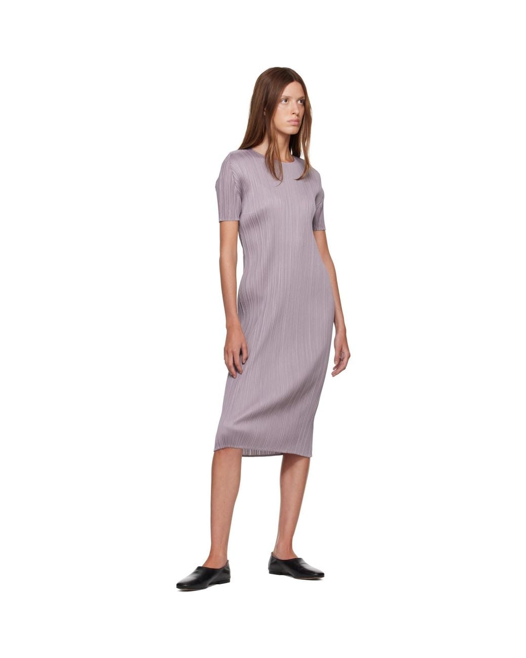 Pleats Please Issey Miyake Purple Monthly Colors August Midi Dress