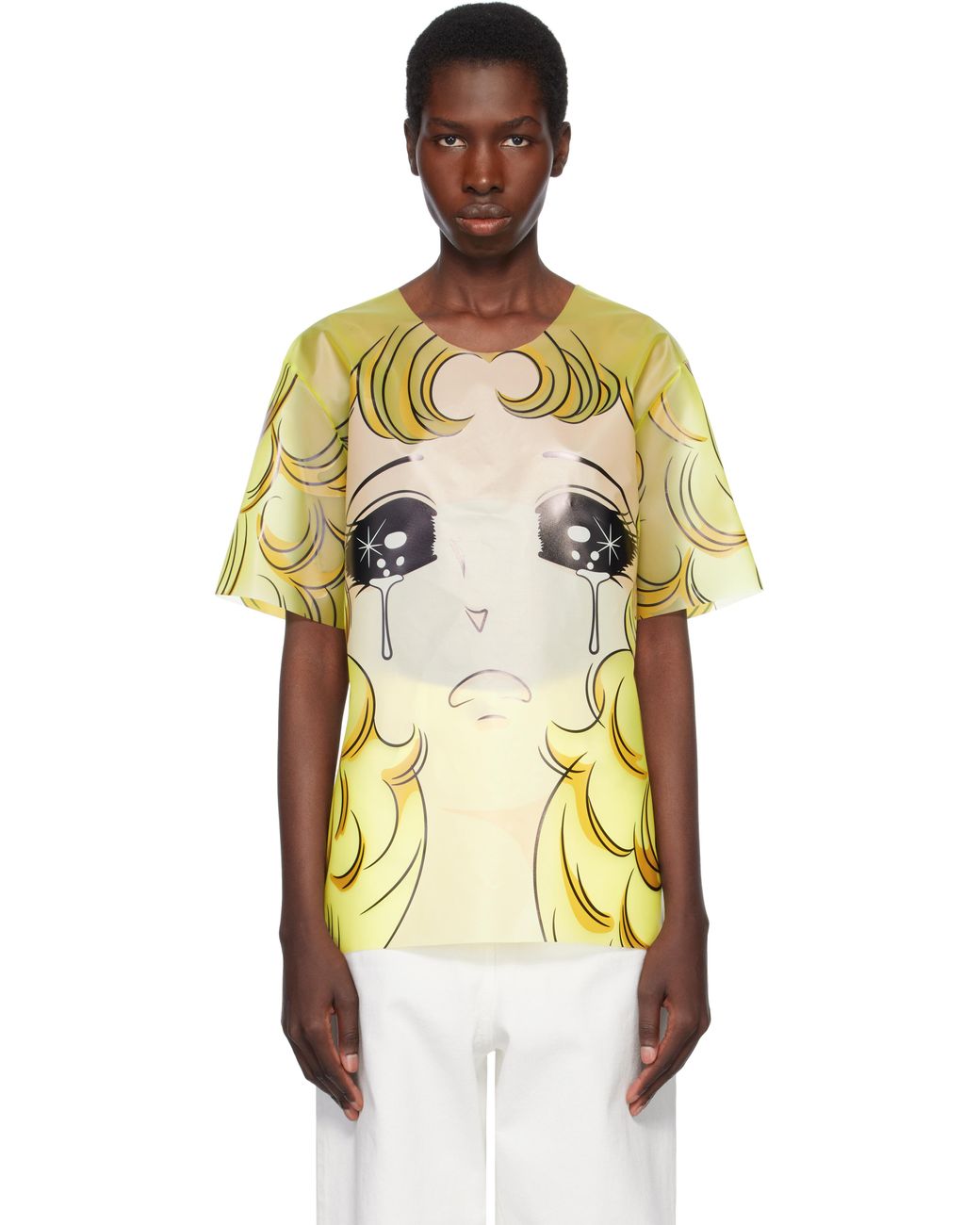 pushBUTTON  Soulful Crying Girl Tシャツ 未使用 Pushbutton Crying Girl Oversized Vinyl T-Shirt in Yellow | Lyst