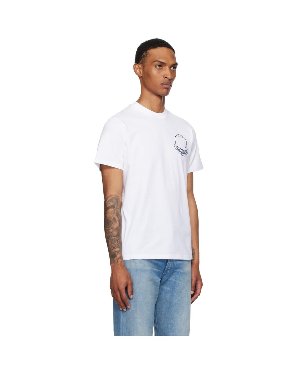 Moncler White Logo Cotton T-Shirt for men