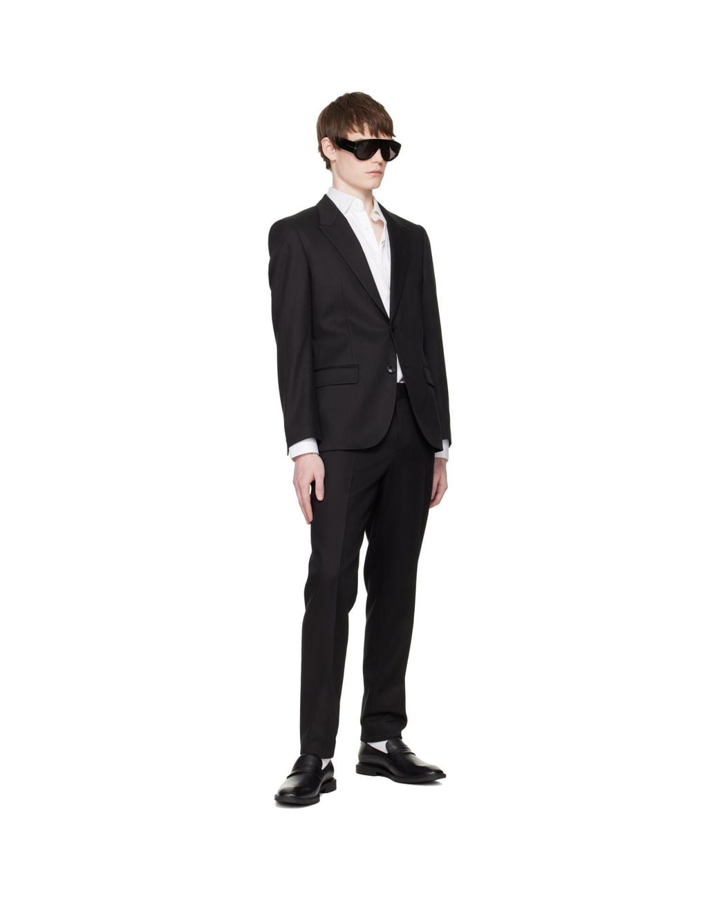 HUGO Black Three-Piece Slim-Fit Twill Suit for men
