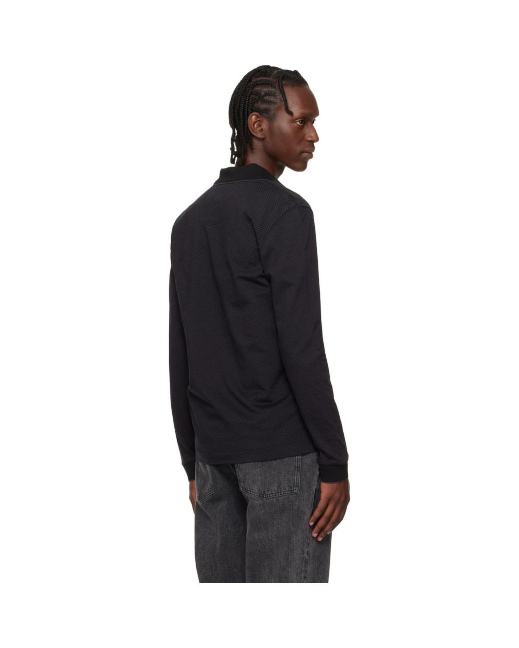 Boss Black Two-Tone Structure Mercerised-Cotton Polo for men