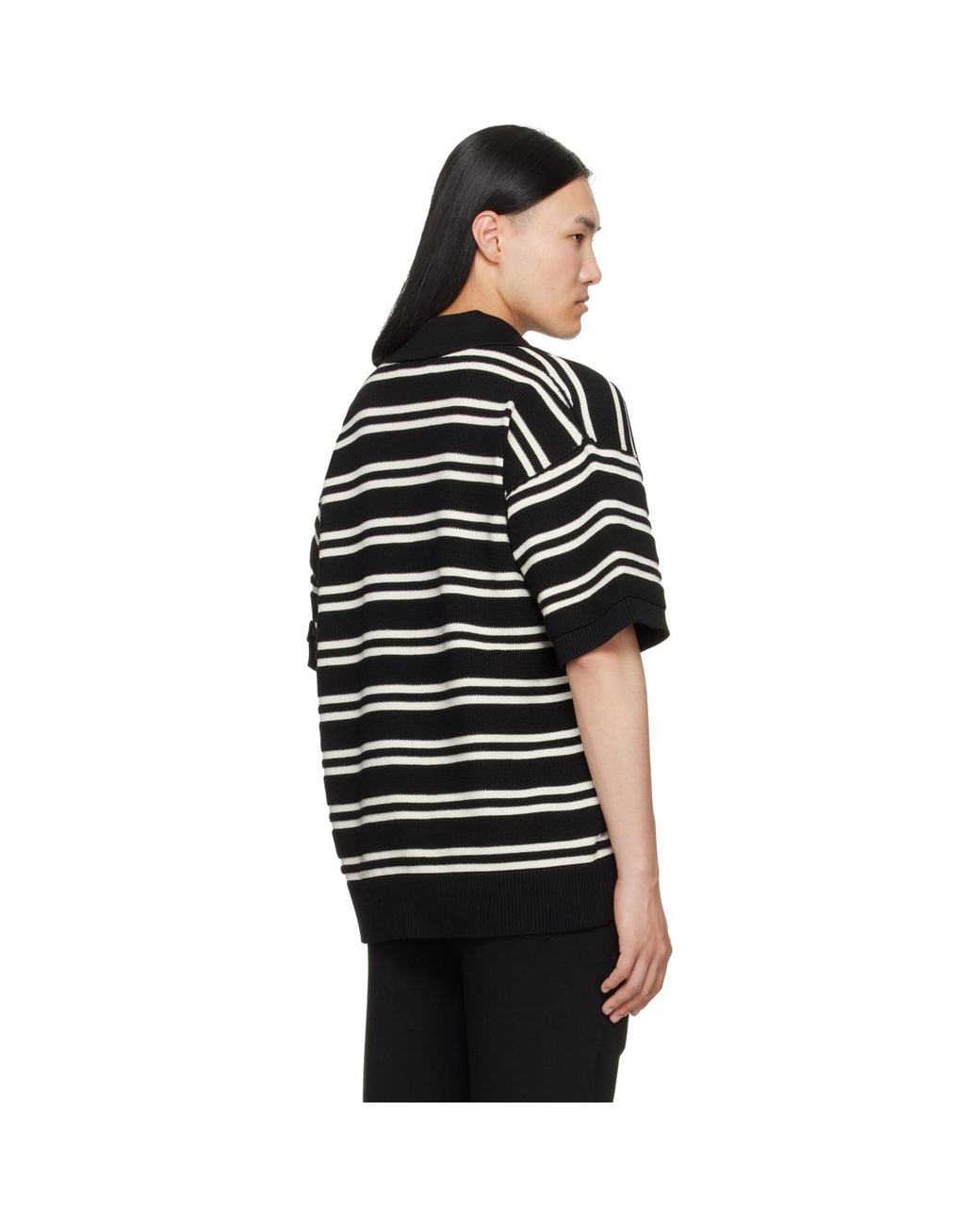 Amiri Black Ma Stripe S/S Polo for men
