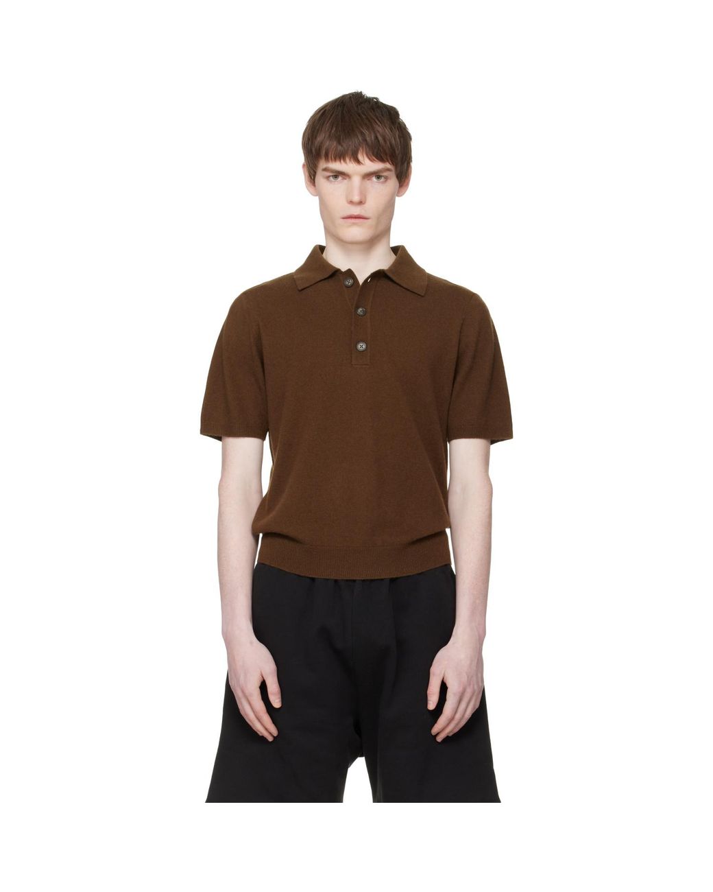 Entire studios Brown Short Sleeve Knit Polo for men