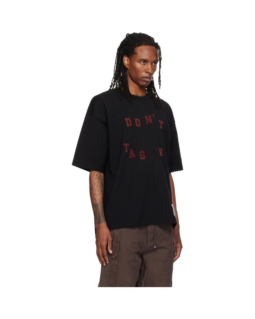 Maison Mihara Yasuhiro Black 'Don'T Tag Me' Flocky Print T-Shirt for men