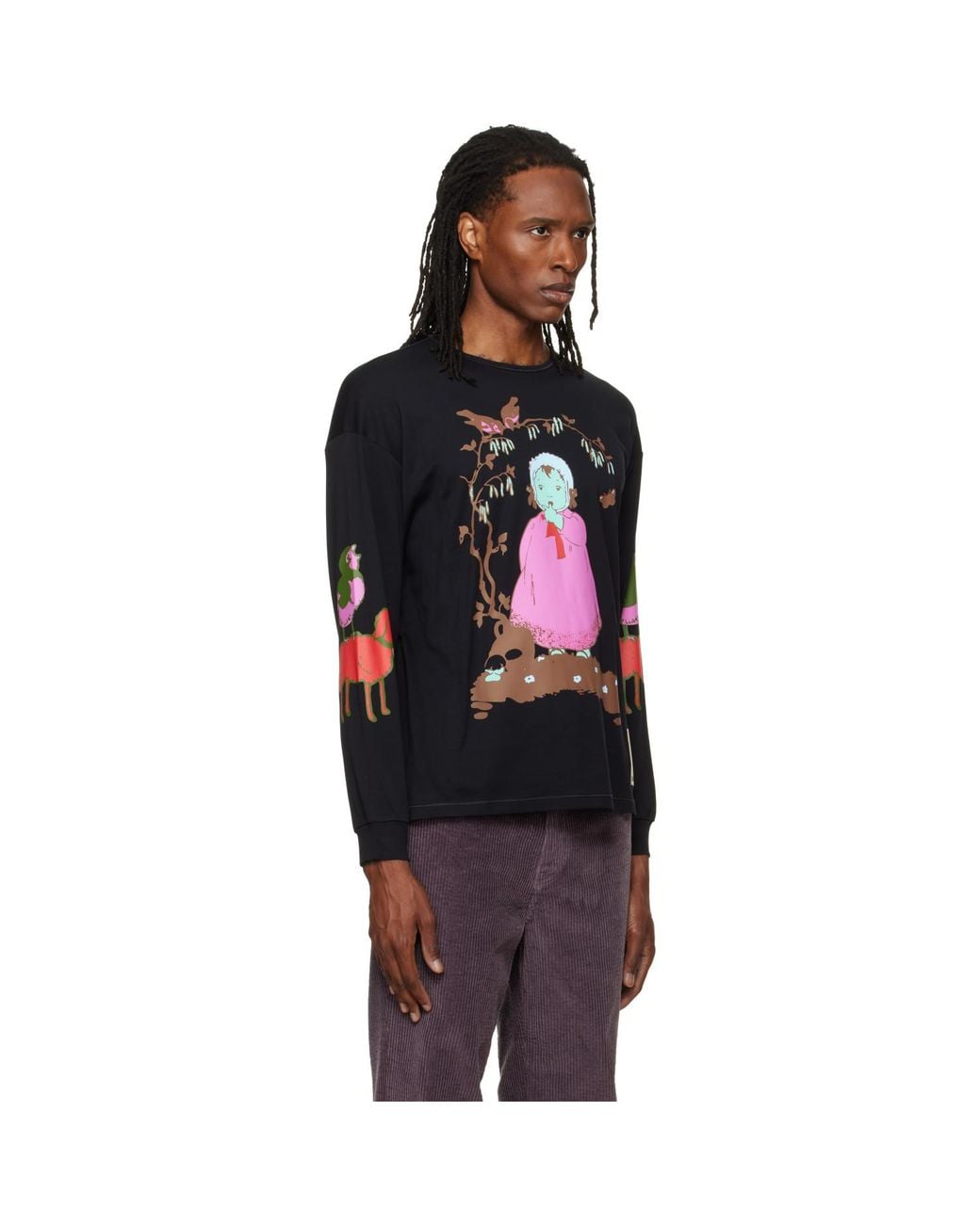 Chopova Lowena Black Woodland Baby Oversized Jersey T-Shirt for men