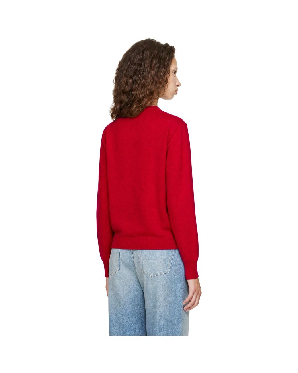 Ssstein Red Extra Fine Wool Knit Crew Neck Sweater