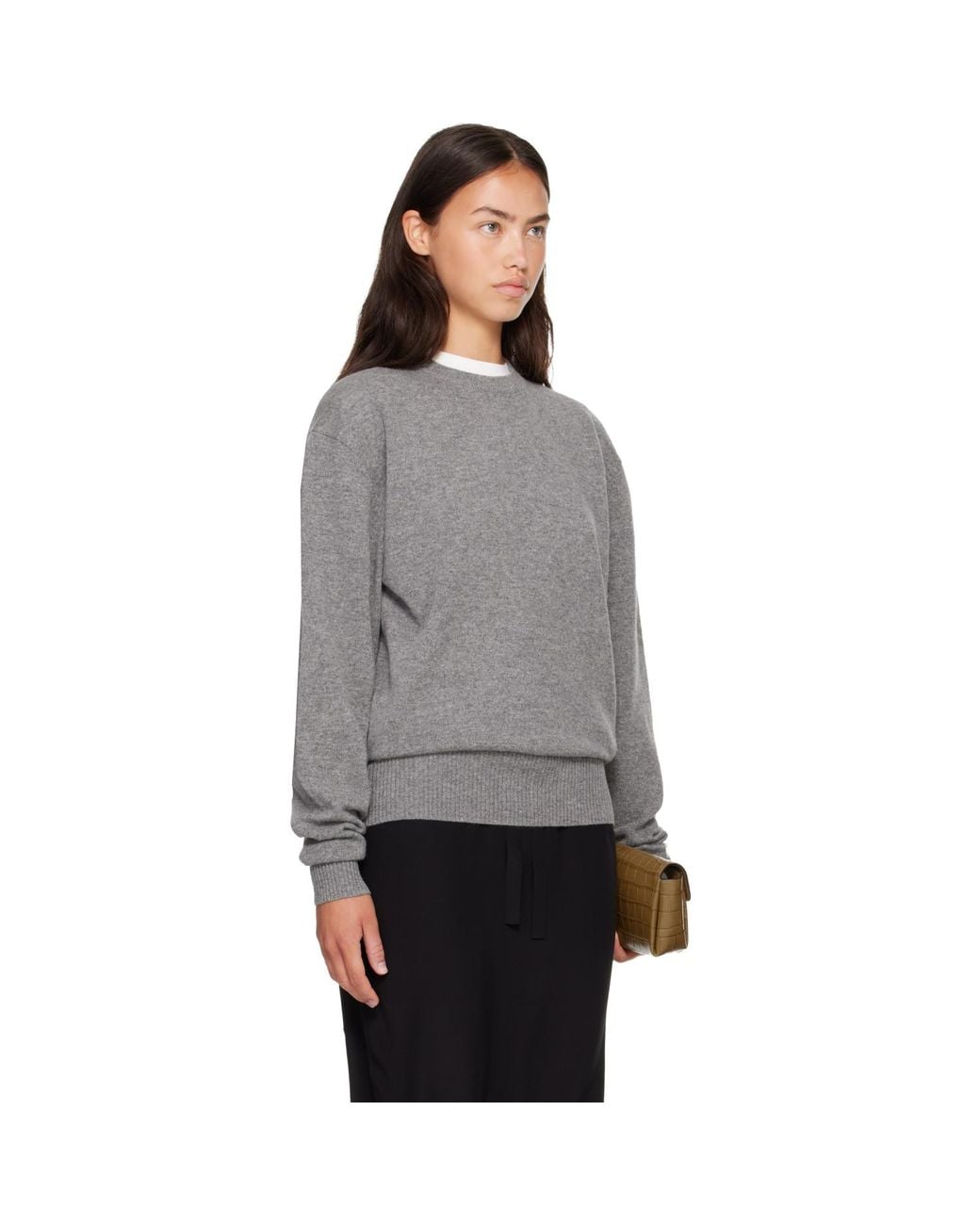 Totême  Gray Classic Cashmere Crew Knit Sweater