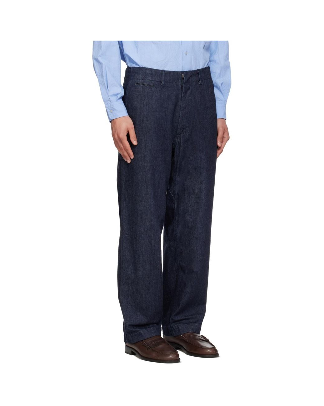 Nanamica Blue Wide Jeans for men