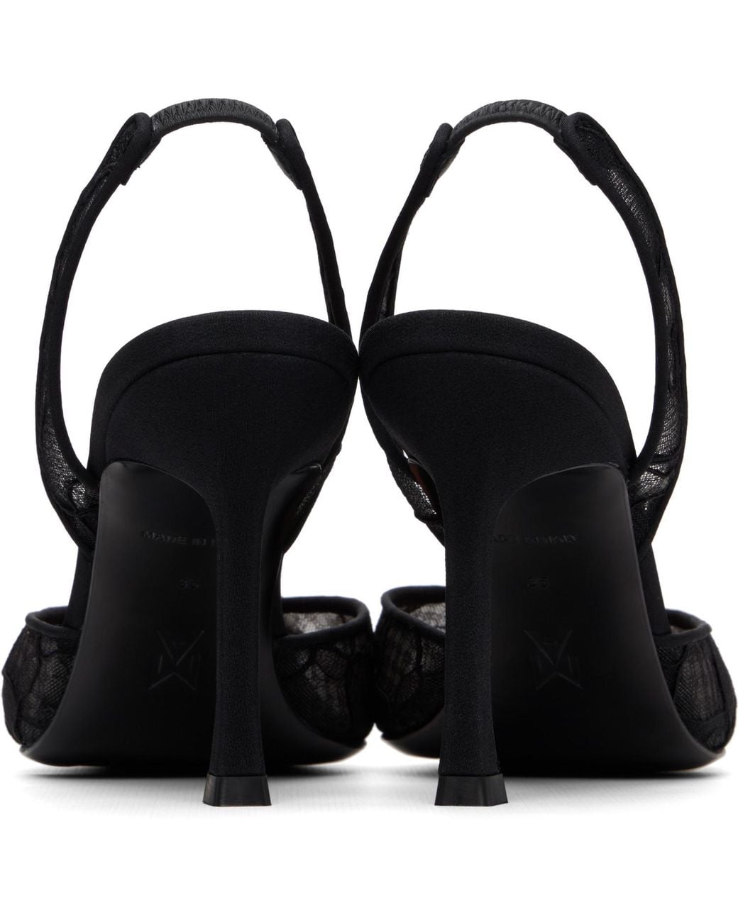 AMINA MUADDI Black Camelia Lace Sling 90 Heels