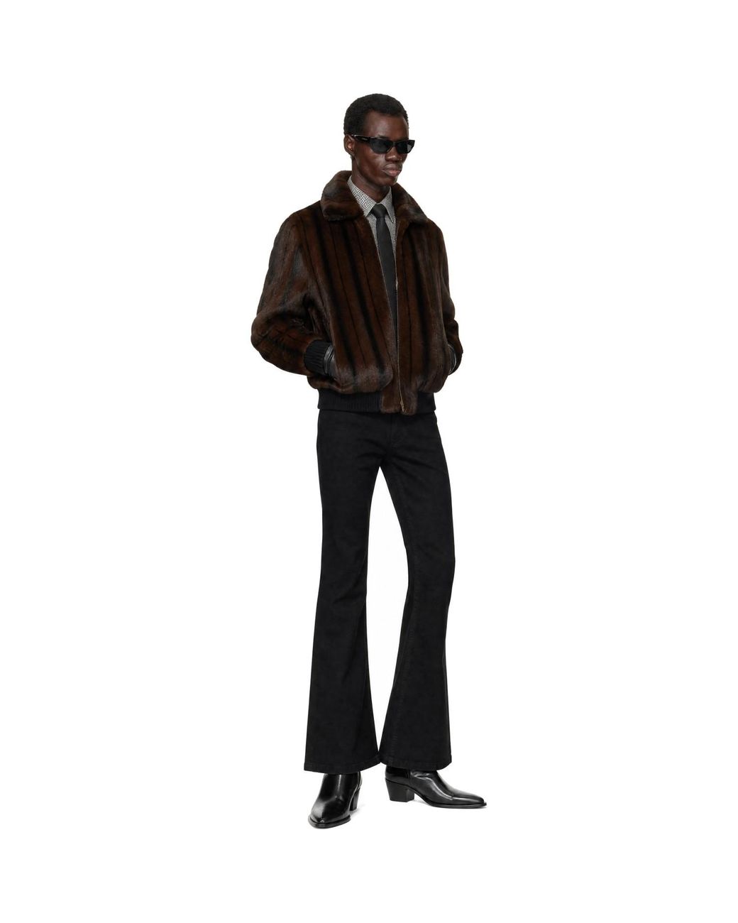 Ernest W. Baker Black Faux-Mink Harrington Jacket for men