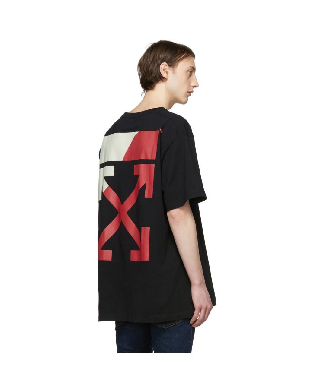 Off-White c/o Virgil Abloh Black And Red Oversized Split Logo T-shirt for  Men | Lyst