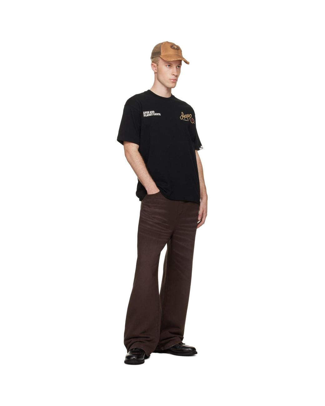 Aape By A Bathing Ape Black 'Aape' Theme Main T-Shirt for men