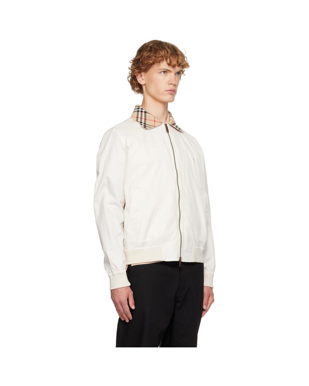Burberry White Off- Gabardine Glenfields Harrington Jacket for men