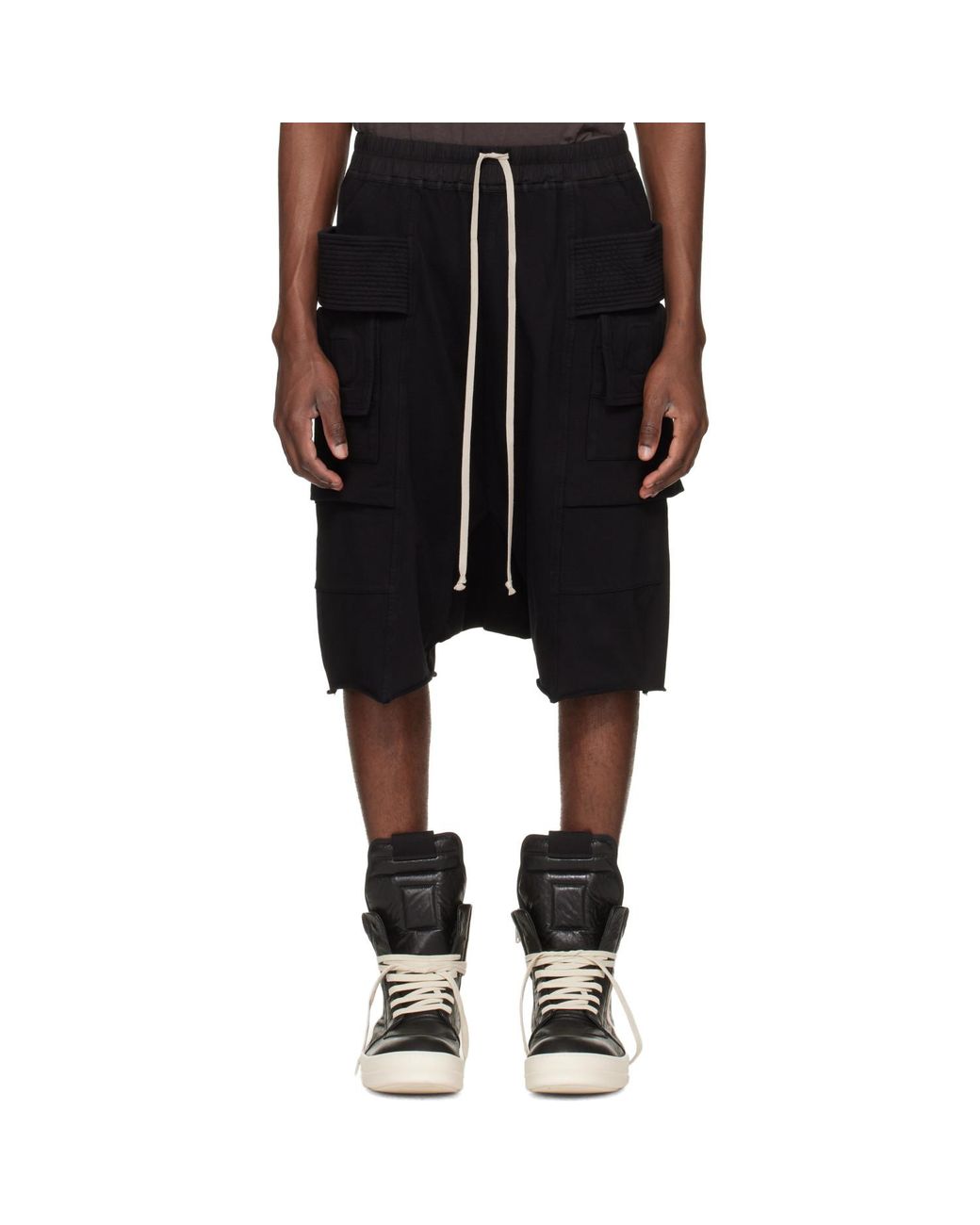 Rick Owens Black Temple Creatch Pods Cargo Shorts for men
