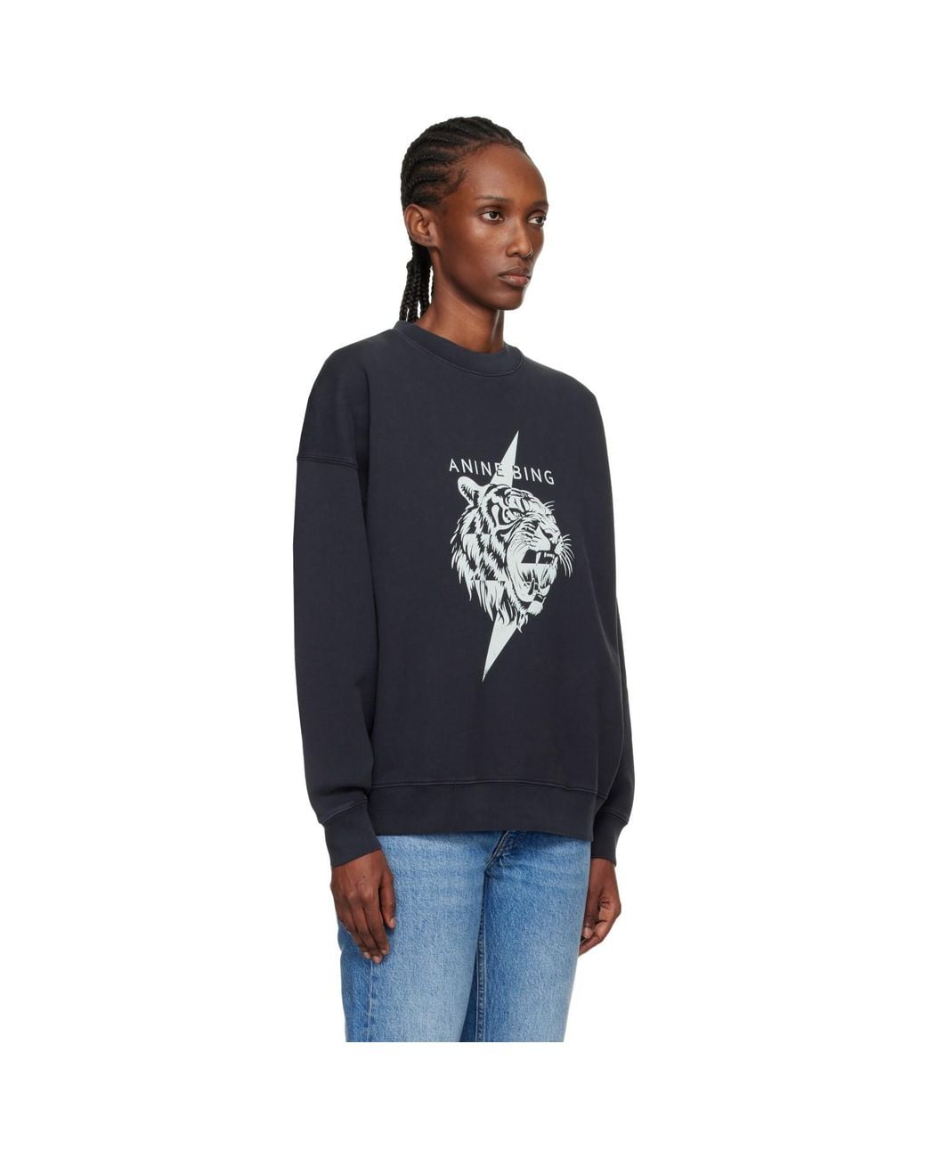 Anine Bing Blue Miles Tiger Sweatshirt