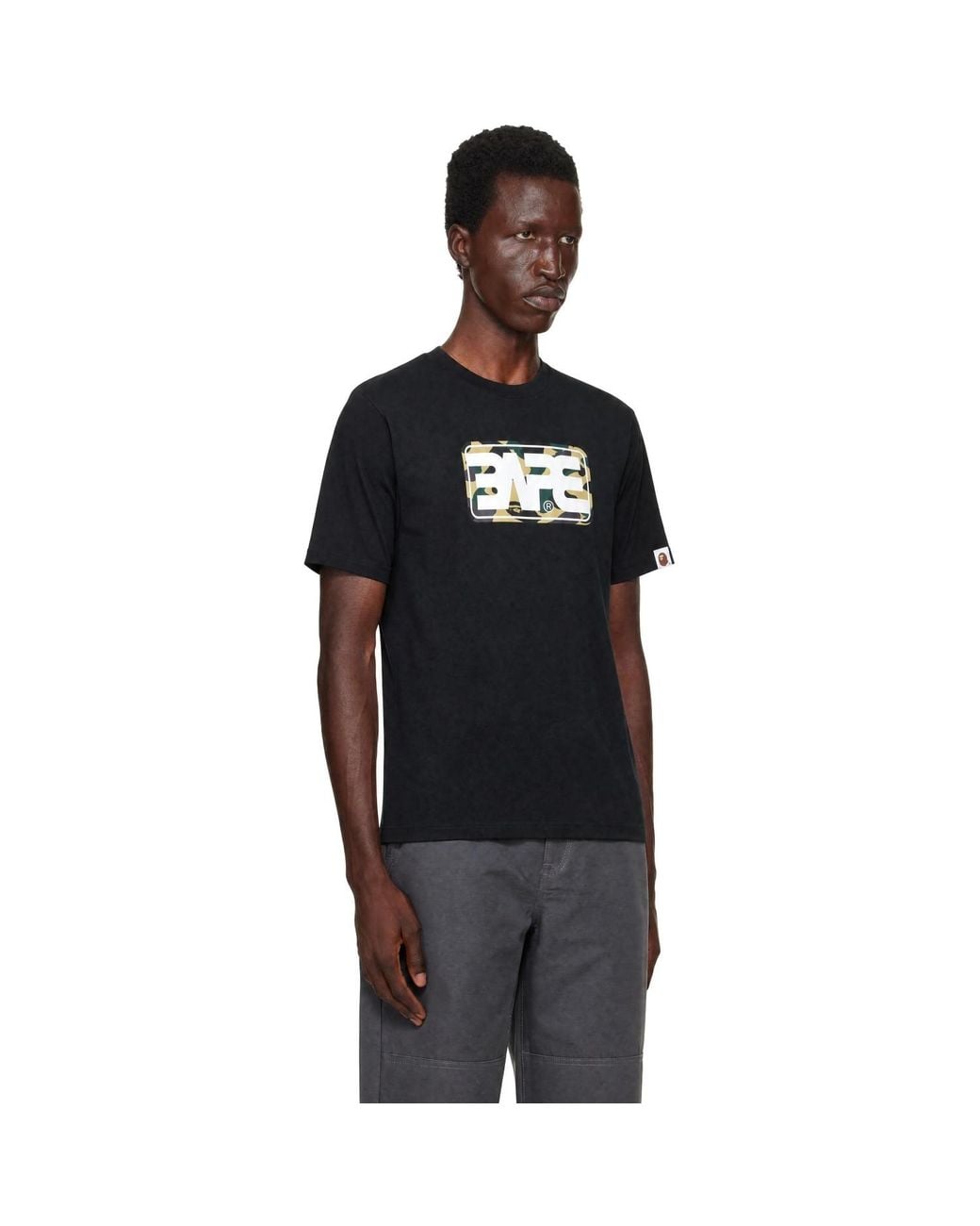 A Bathing Ape Black 1St Camo Round Box Logo T-Shirt for men