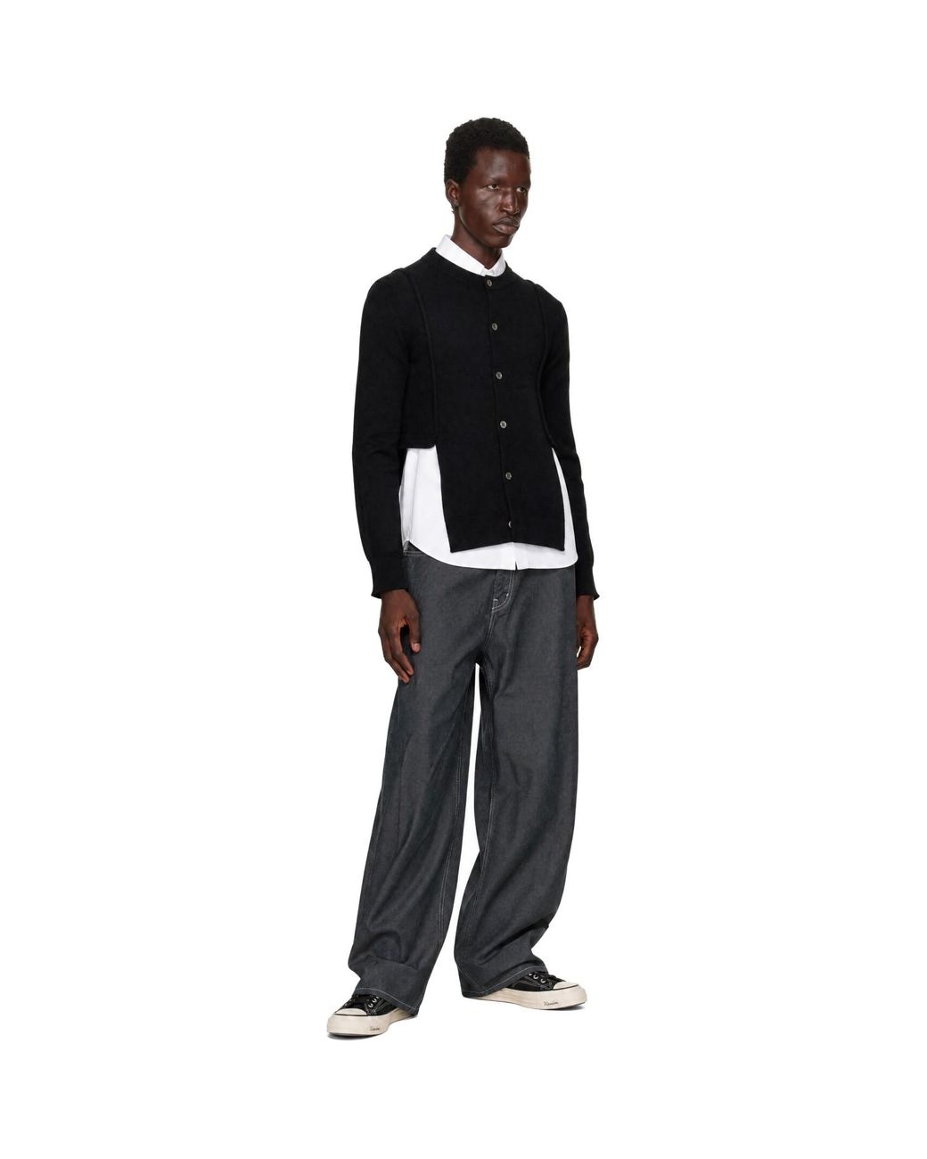 Comme des Garçons Black Wool Cardigan for men