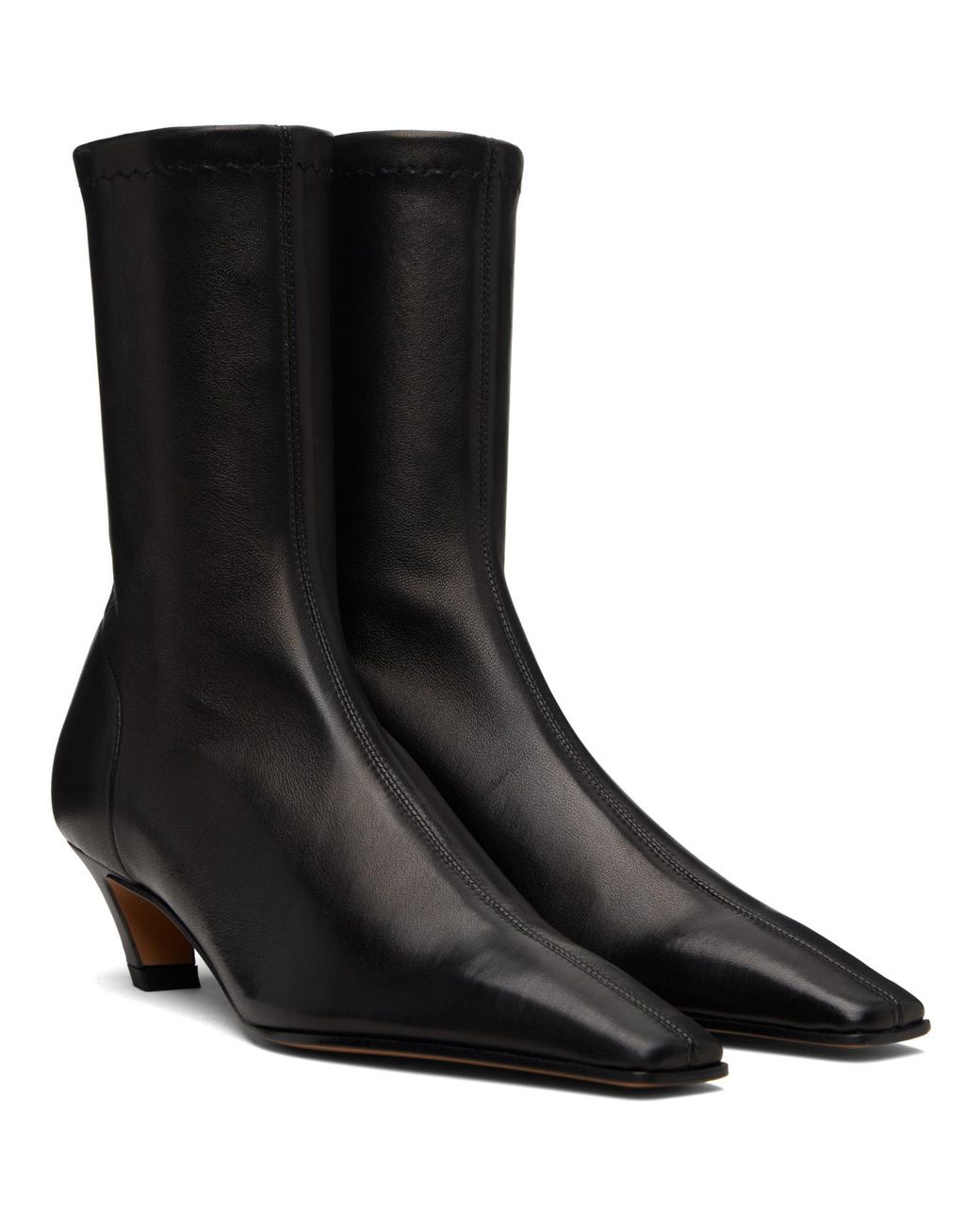 Khaite Black Arizona Stretch Ankle Boots