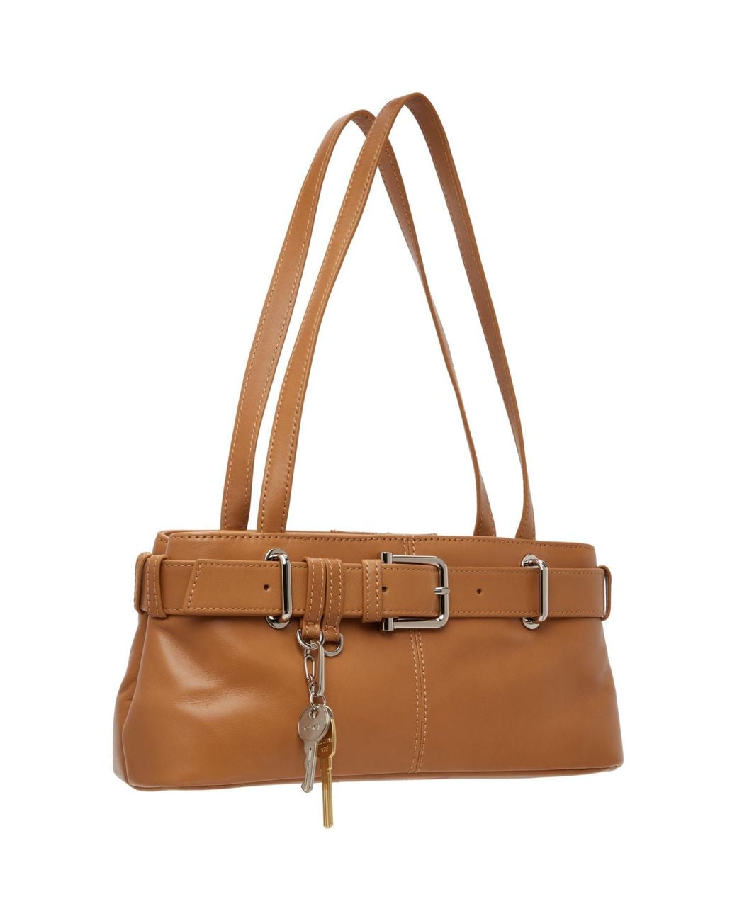 OSOI Brown Tan Shoulder Brocle Mini Bag