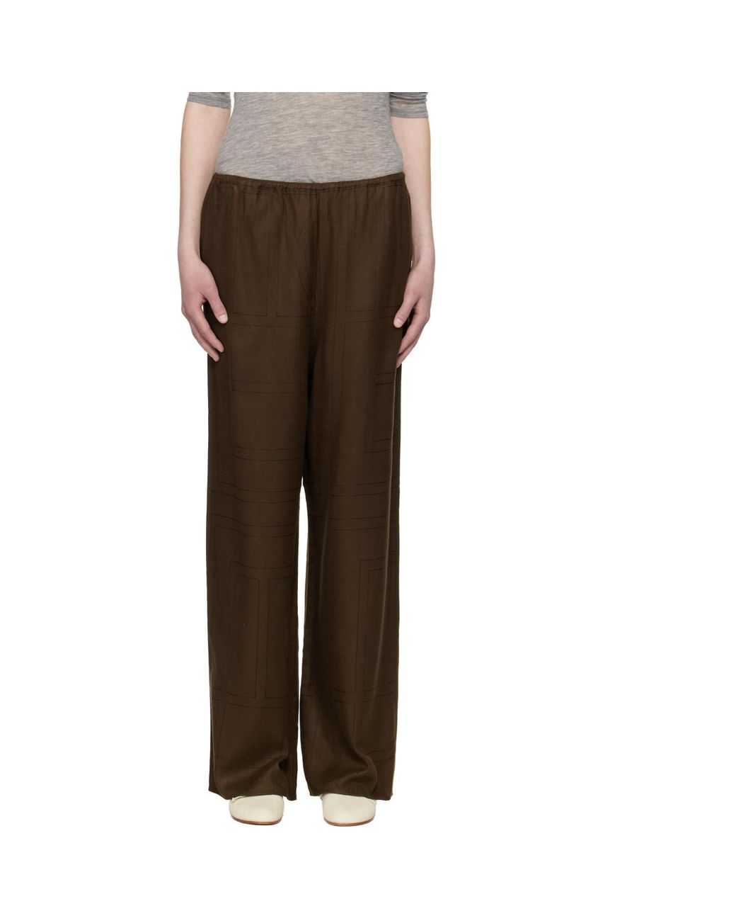 Totême Brown Monogram Flannel Lounge Pants