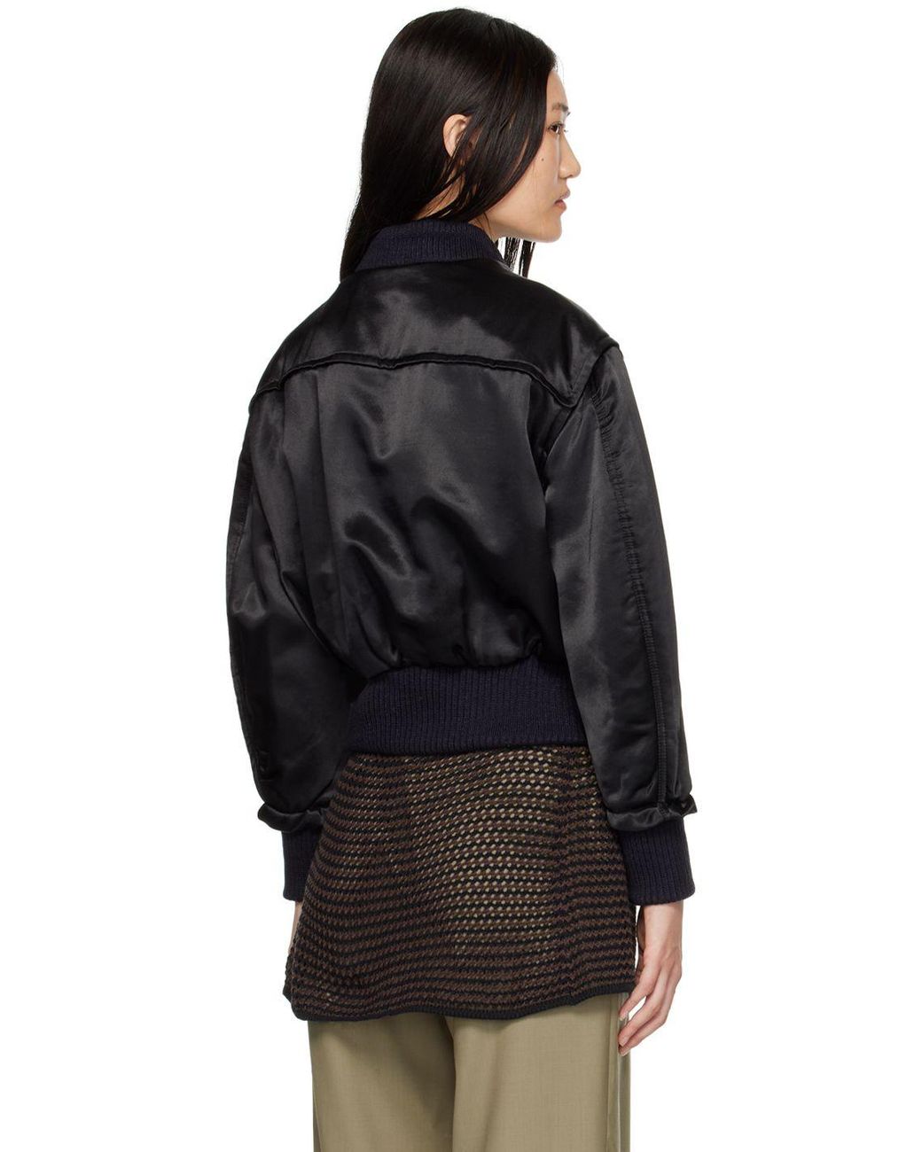 PERVERZE Flight Bomber Jacket in Black | Lyst