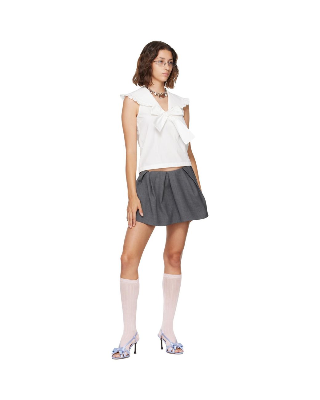 ShuShu/Tong Gray Pleated Miniskirt
