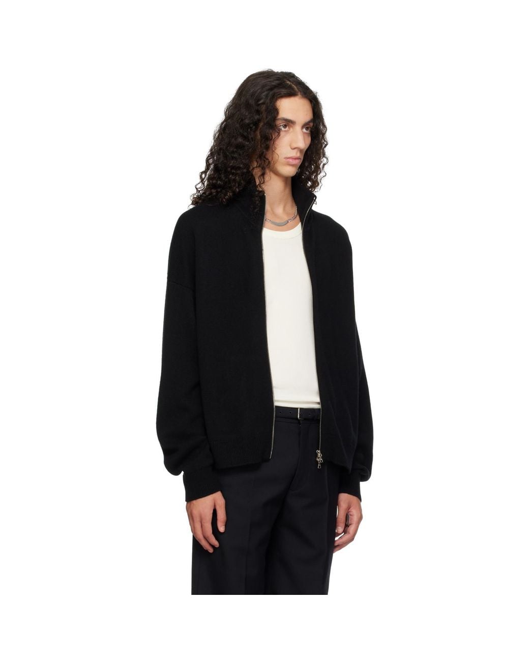 YACAIA Black Y-0020 Merino-Cashmere Sweater for men