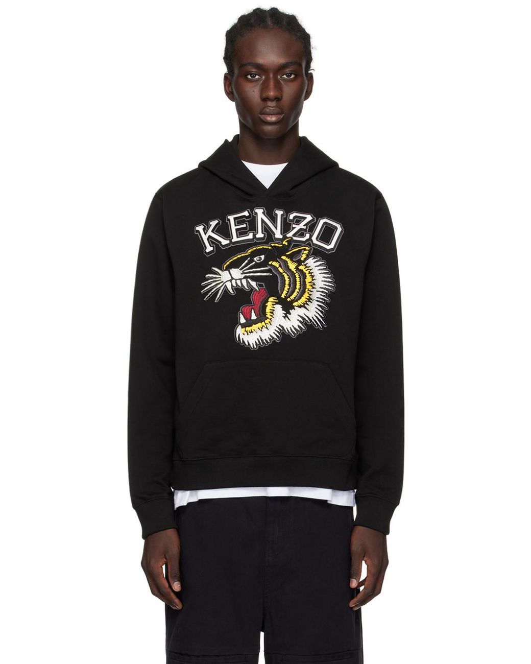 KENZO Black Paris Tiger Varsity Hoodie for Men Lyst UK