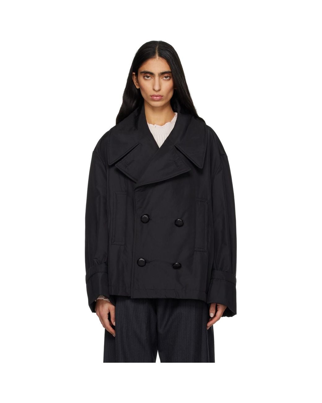 MM6 by Maison Margiela Black Double Breasted Sports Jacket