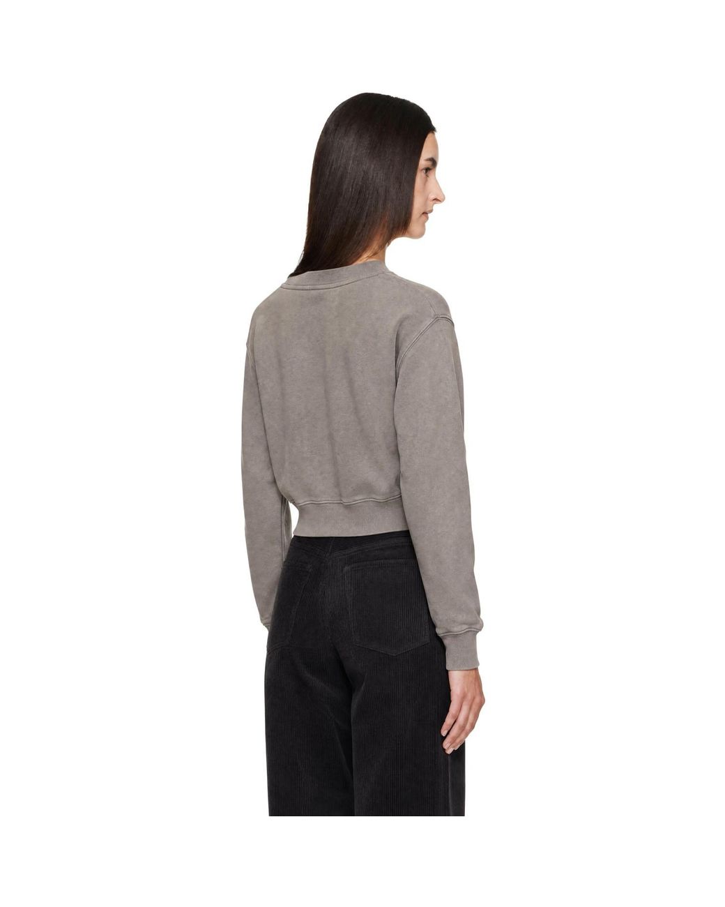 Pull Molletonné Écourté Gris À Logo Maison Kitsuné en coloris Gray