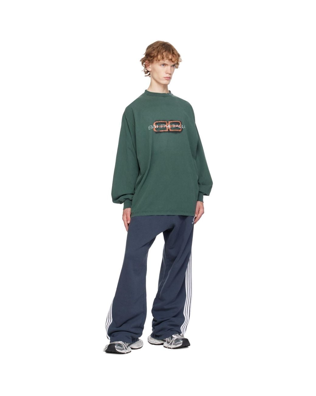 Balenciaga Green Logo L/S Large T-Shirt for men