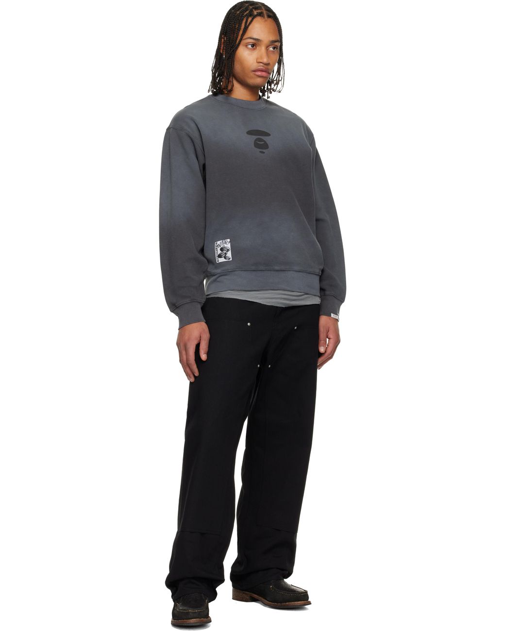 Aape By A Bathing Ape Gray Moonface Crew Neck Sweatshirt for men