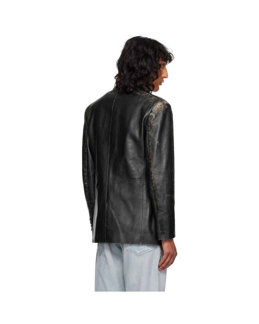 The Row Black Genki Leather Jacket for men