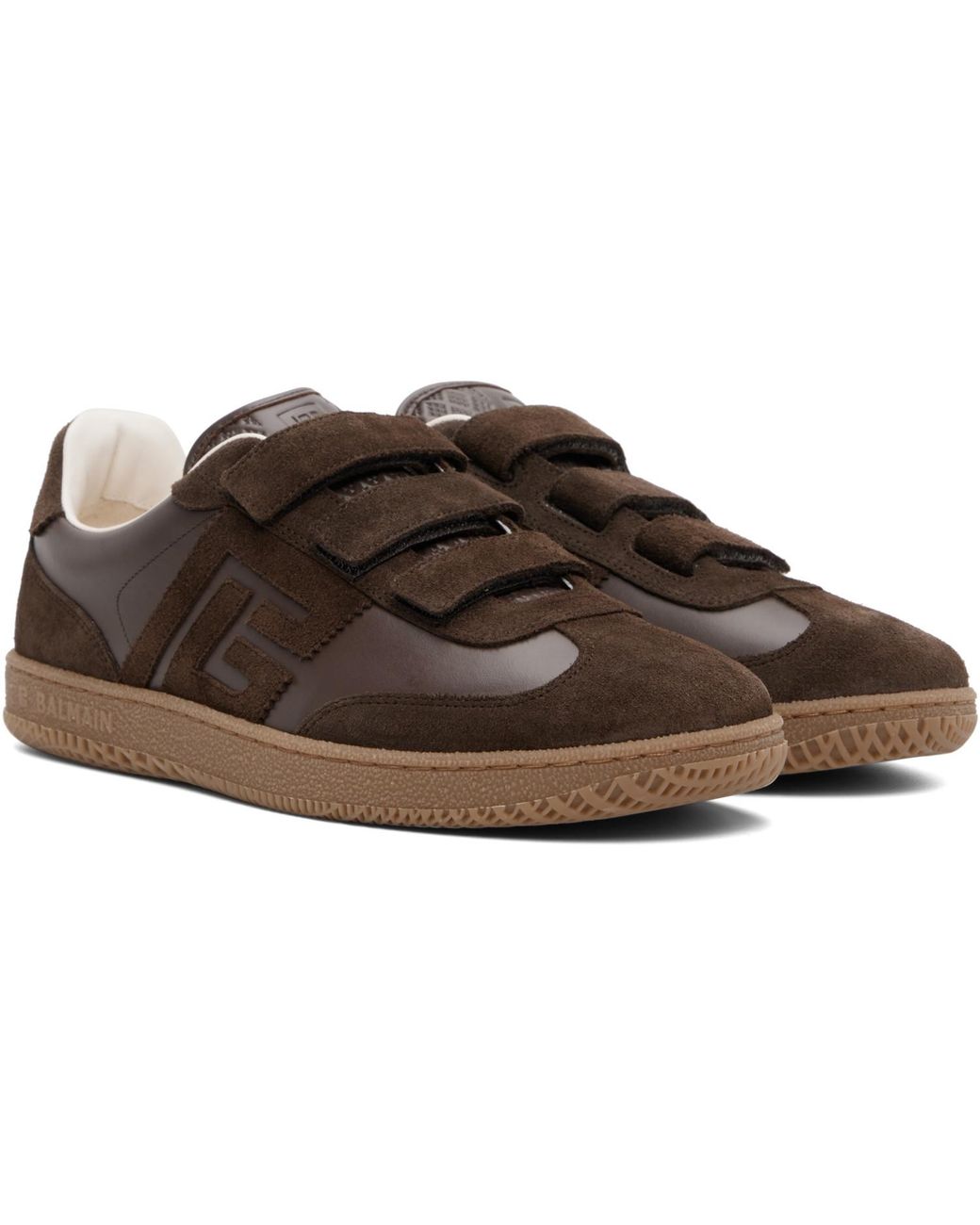 Balmain Brown Swan' Suede Sneakers for men
