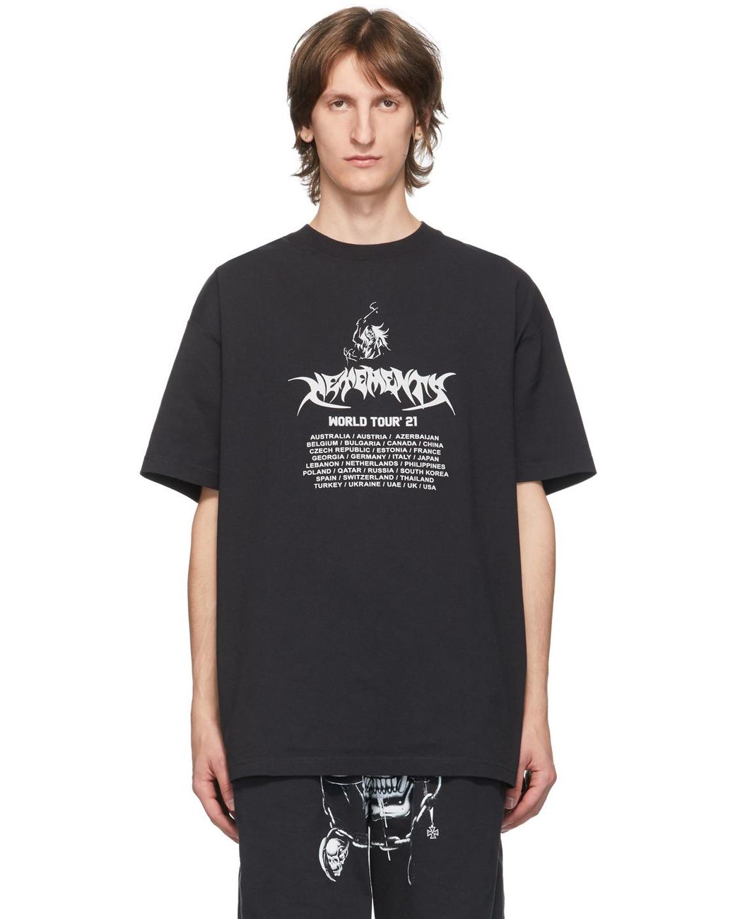 Vetements Black Washed World Tour T-shirt for Men | Lyst