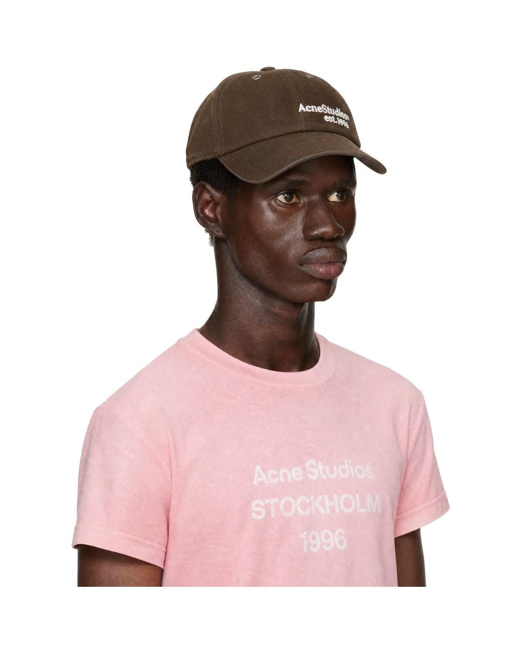 Acne Pink Waxed Logo Cap for men