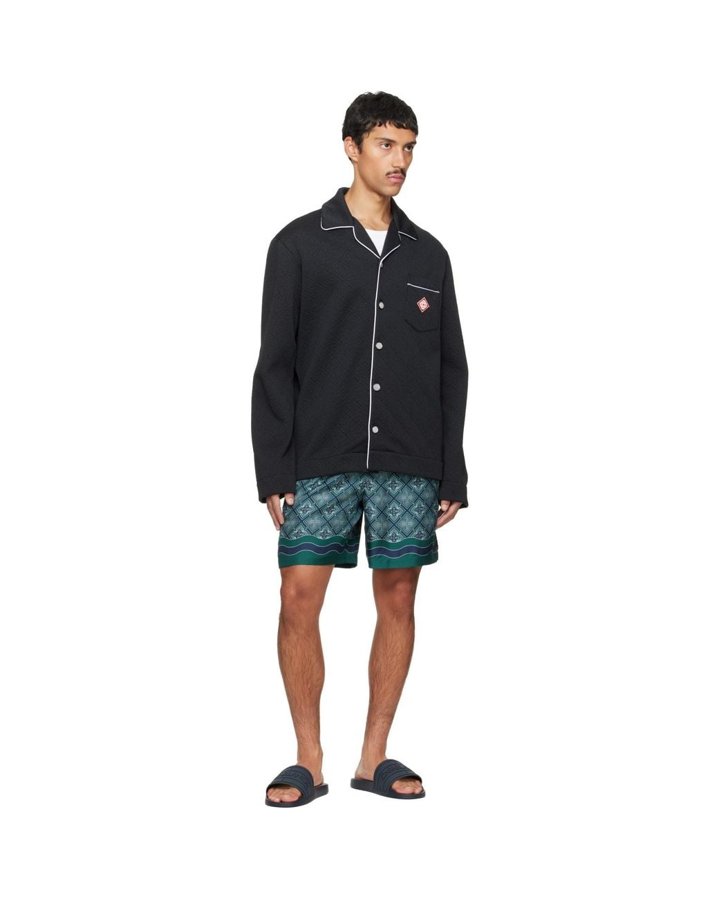 Casablanca Black Raised Monogram Long Sleeve Shirt for men