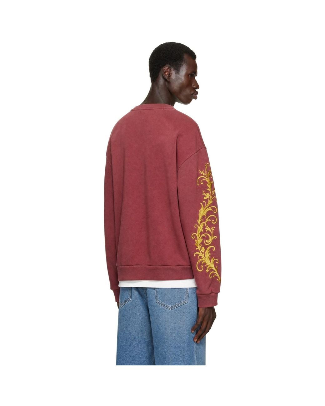 Who Decides War Red Burgundy Fountain Crest Crewneck Sweatshirt for men