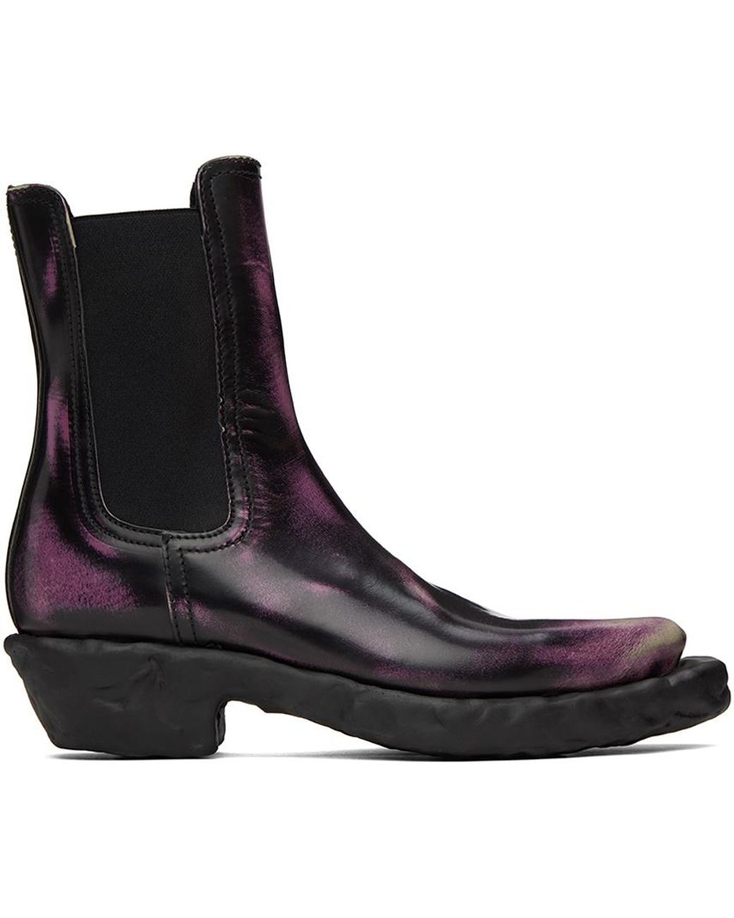 purple chelsea boots mens