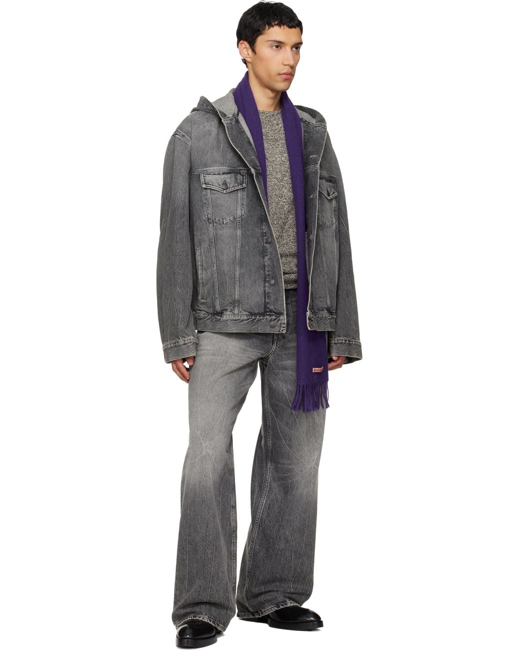 Acne Black Hooded Denim Jacket for men