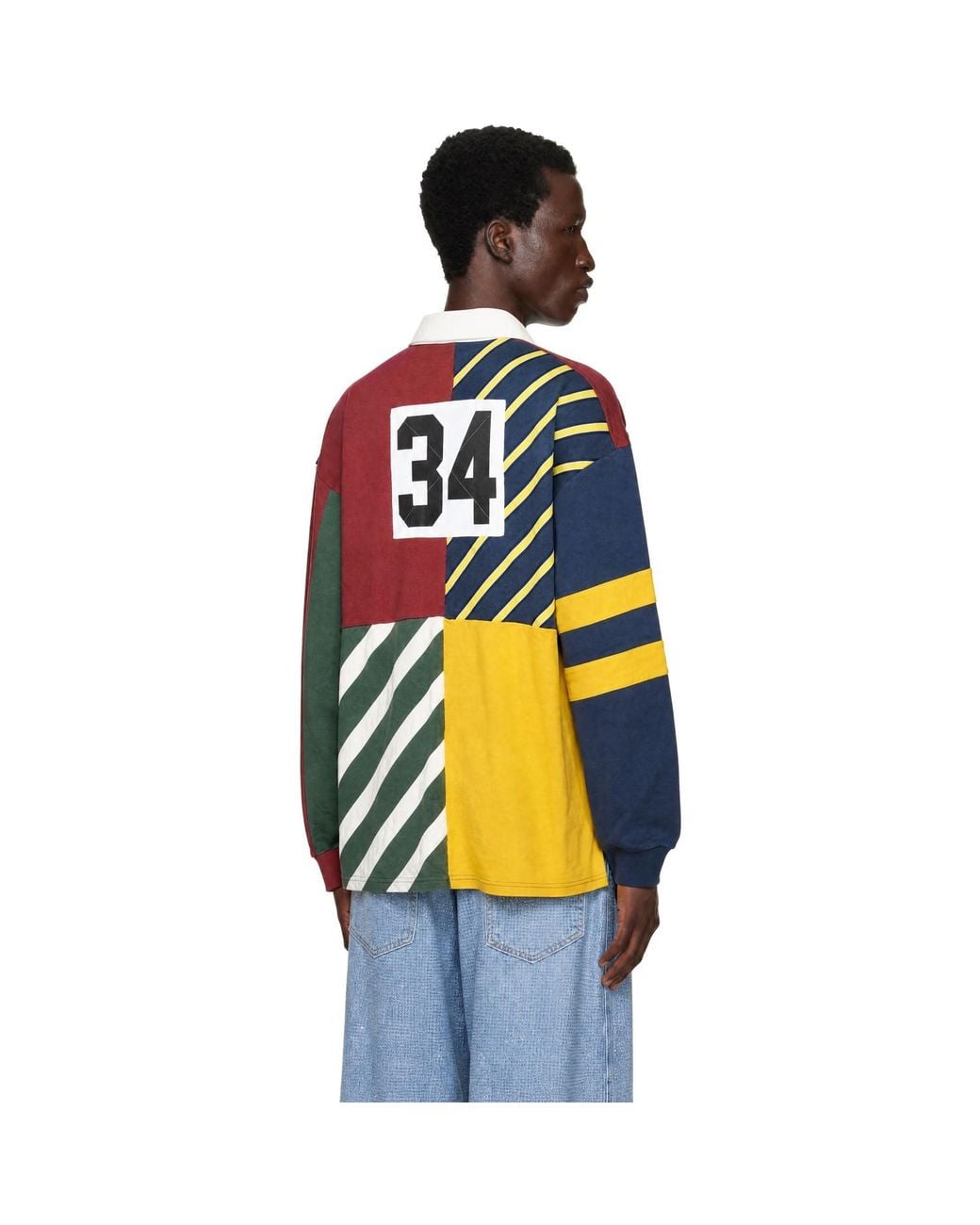 Ambush Blue Patchwork Rugby Polo for men