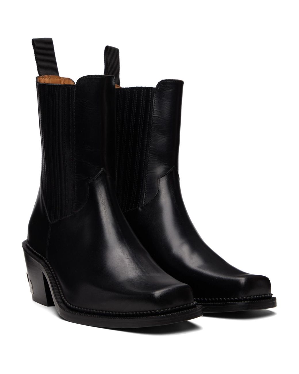 Toga Virilis Black Hard Leather Chelsea Boots for men